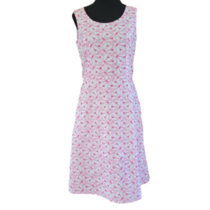 Clues Collection White Machine Embroidered Fuchia Floral Dress Size 4